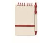 Bloc-notes recyclé avec stylo couleur rouge
