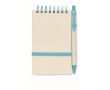 Bloc-notes recyclé avec stylo couleur turquoise