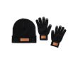 Ensemble de gants tactiles et bonnet couleur noir
