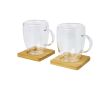 Set de mugs à double paroi avec sous-verres couleur transparent