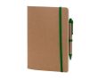 Carnet avec couverture en carton et stylo couleur vert