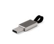 Clé USB en métal avec logo lumineux et sangle couleur argenté