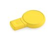 Clé USB circulaire avec finition en caoutchouc couleur jaune