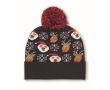 Gorro navideño de punto en suave acrílico elástico con puño y borla couleur noir