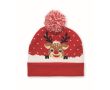 Gorro navideño de punto en suave acrílico elástico con puño y borla couleur rouge