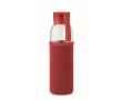 Botella de vidrio reciclado con funda y tapón antifugas 500ml couleur rouge