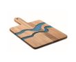 Tabla de servir de madera de acacia con detalle azul de resina epoxi couleur bois