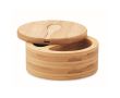 Envase salero y pimentero de bambú con tapa giratoria y cuchara couleur bois