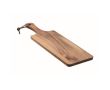 Tabla para servir de madera de acacia con asa y cordón de PU couleur bois