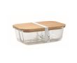 Fiambrera de vidrio con 3 compartimientos y tapa de bambú 800ml couleur transparent