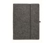 Portadocumentos en fieltro RPET con bloc y portabolígrafo A4 couleur gris foncé