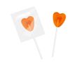 Petite sucette en forme de cœur aux arômes de fruits couleur orange