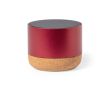Enceinte en alu recyclé avec base liège et puissance de 3W couleur rouge