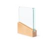 Plaque en verre, base bois et étui avec fermeture magnétique couleur transparent