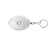 Porte-clés en plastique avec lampe torche LED et mini-alarme couleur blanc