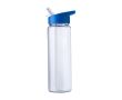 Bouteille en plastique recyclé avec paille pliable 750ml couleur bleu