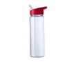 Bouteille en plastique recyclé avec paille pliable 750ml couleur rouge
