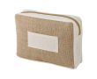 Vanity-case jute-coton à fermeture éclair et poche frontale couleur marron