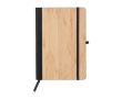 Carnet A5 ligné à couverture en bambou et cuir synthétique couleur noir