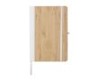 Carnet A5 ligné à couverture en bambou et cuir synthétique couleur blanc
