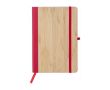 Carnet A5 ligné à couverture en bambou et cuir synthétique couleur rouge