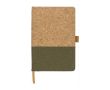 Carnet en liège et coton approx. A5 feuilles lignées couleur vert
