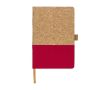 Carnet en liège et coton approx. A5 feuilles lignées couleur rouge