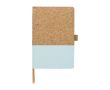 Carnet en liège et coton approx. A5 feuilles lignées couleur bleu pastel