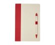 Set carnet et stylo en carton recyclé A5 pages lignées couleur rouge