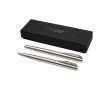 Set stylo et roller en acier inoxydable recyclé à encre noire couleur argenté