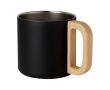 Mug en acier recyclé avec isolation et poignée en bois 360ml couleur noir