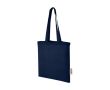 Sac en coton recyclé GRS avec longues poignées 140 g/m² couleur bleu marine