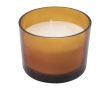 Bougie 3 mèches en cire végétale et paraffine dans un verre couleur orange