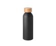 Bouteille en aluminium fini mat avec bouchon en bambou 550ml couleur noir