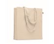 Sac en coton bio à soufflet et longues anses 220 g/m² couleur beige