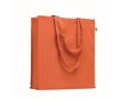 Sac en coton bio coloré à soufflet et longues anses 220 g/m² couleur orange