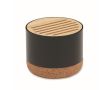 Haut-parleur circulaire sans fil avec bambou et base liège couleur noir