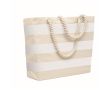 Sac de plage en coton rayé avec anses en corde 220 g/m² couleur blanc