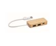 Hub USB en bambou avec 3 ports et câble de 20 cm couleur bois