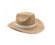 Chapeau de paille naturel en forme cow-boy couleur blanc