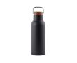 Thermos en inox recyclé à poignée et bouchon en bois 580ml couleur noir