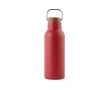 Thermos en inox recyclé à poignée et bouchon en bois 580ml couleur rouge