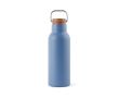 Thermos en inox recyclé à poignée et bouchon en bois 580ml couleur bleu