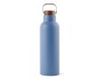 Thermos en inox recyclé à poignée et bouchon en bois 800ml couleur bleu