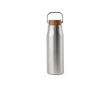 Thermos en inox recyclé à poignée et bouchon en bois 300ml couleur argenté