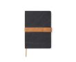 Carnet A5 en toile recyclée à bande magnétique avec lignes couleur noir