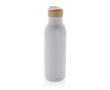 Bouteille en inox recyclé avec bouchon en bambou 600ml couleur blanc