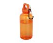 Bouteille en plastique recyclé transparent, mousqueton 400ml couleur orange