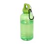 Bouteille en plastique recyclé transparent, mousqueton 400ml couleur vert