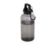 Bouteille en plastique recyclé transparent, mousqueton 400ml couleur noir